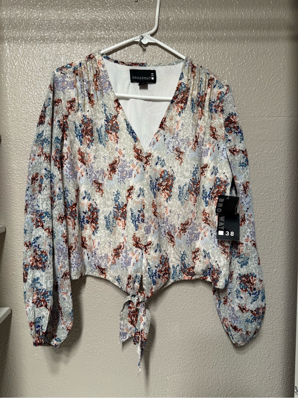 Broadway Floral Tie-Front Blouse - Cream Multi